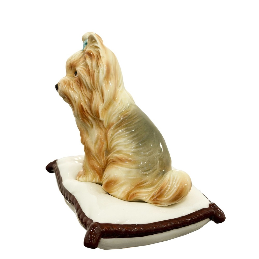 Yorkshire Sitting on Pillow Ceramic Porcelain Puppy/Dog Figurine Japan 5" - Picture 4 of 5